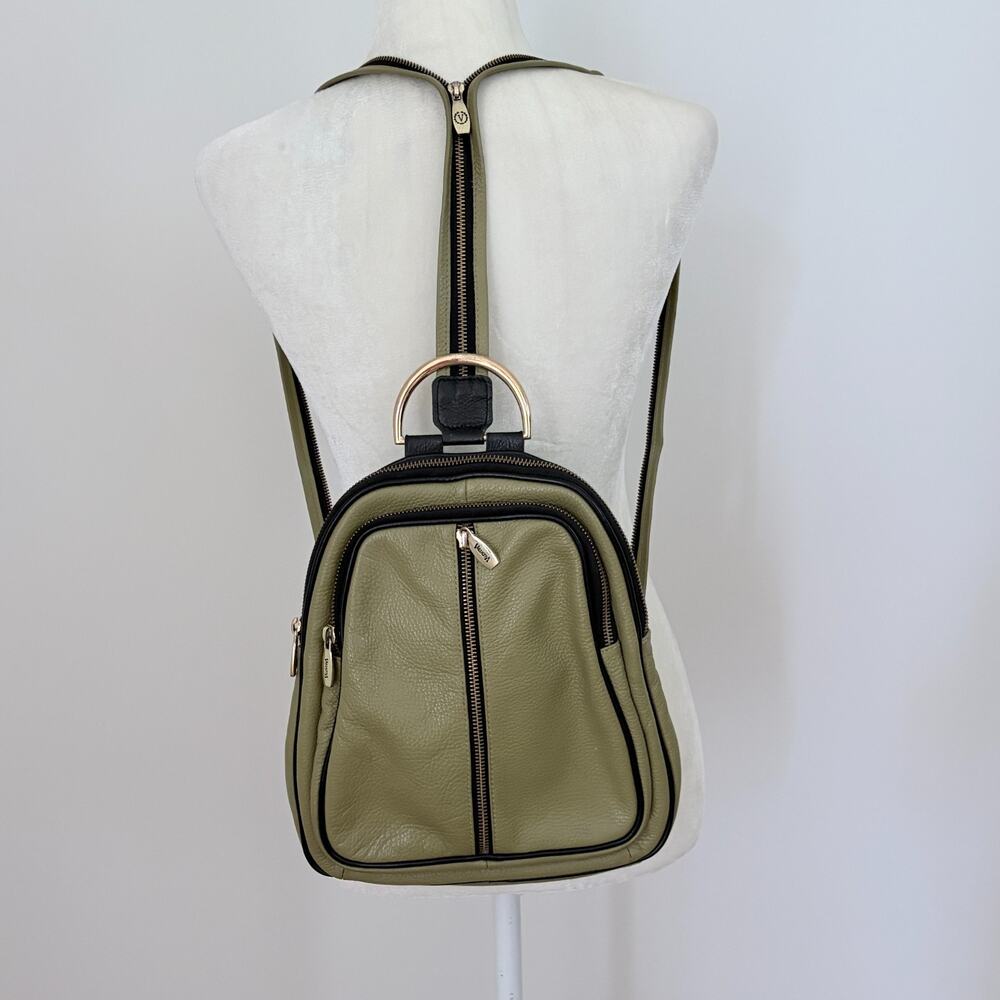 Valentina Women's Pebbled Leather Mini Backpack Green y2k